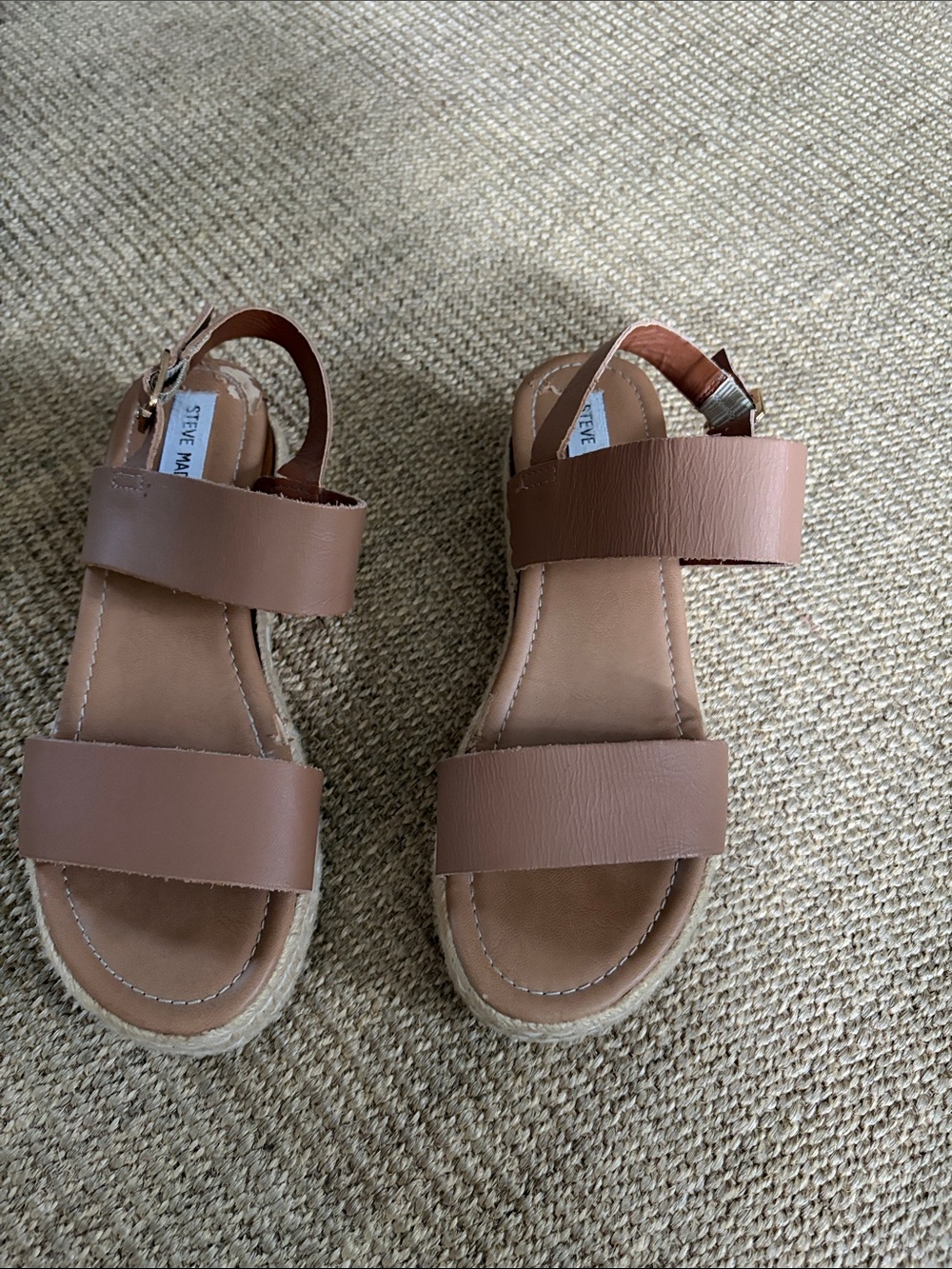 Steve Madden Tan Double-Strap Platform Sandals